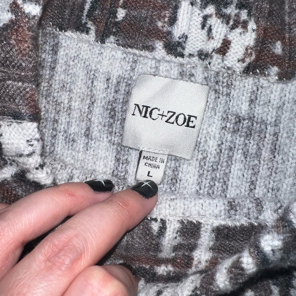 Nic+Zoe Waffle Stitch Knit Funnel Neck Long Sleeve - Picture 4 of 10